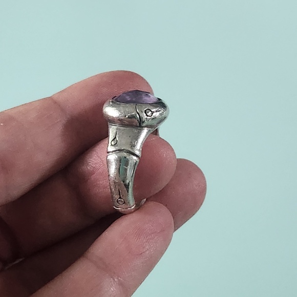 John Hardy Sterling Silver & Amethyst Bamboo Ring, size 7, preloved - Picture 4 of 14